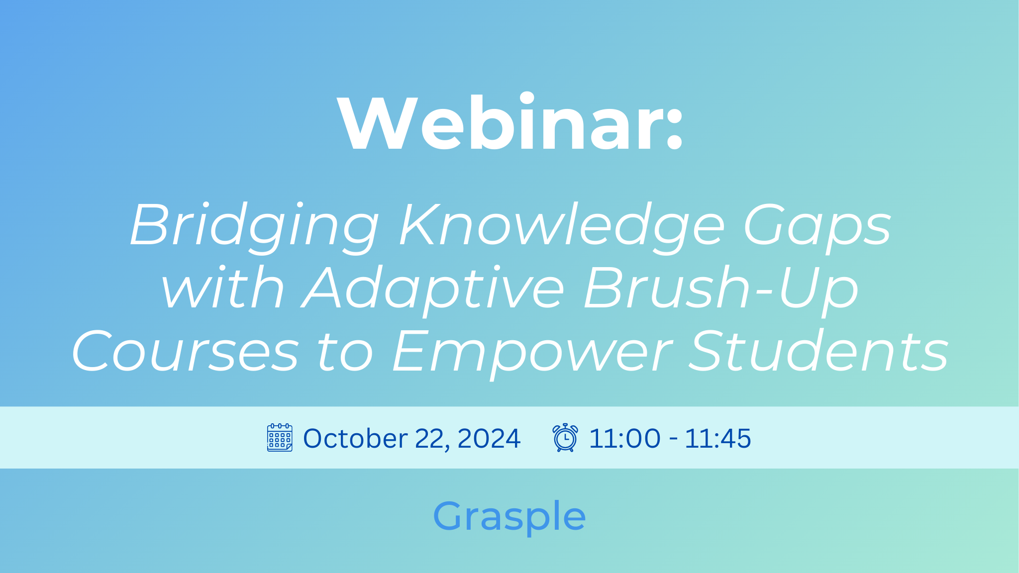 Webinar October 2024: Brush up courses to bridge knowledge gaps