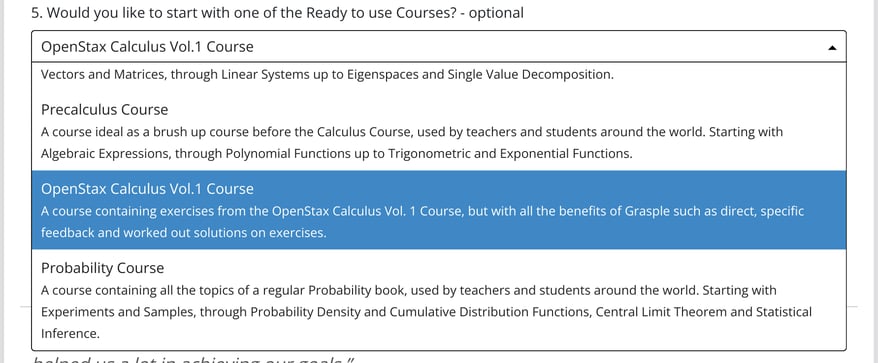 Select OpenStax Calculus Vol 1 Course to get started